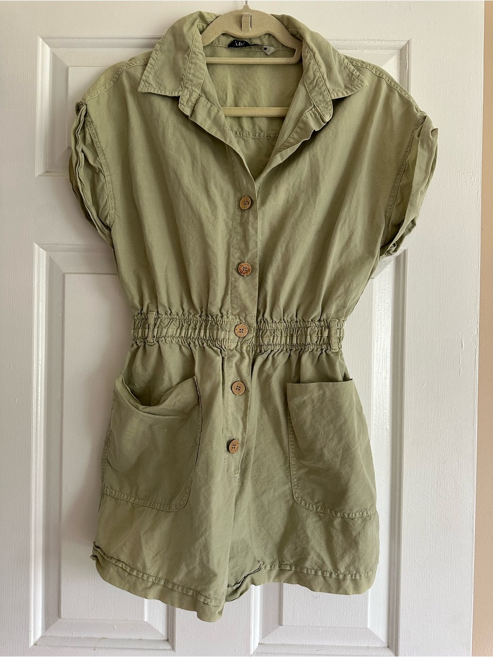 Zara Linen Green Romper - Picture 2 of 9
